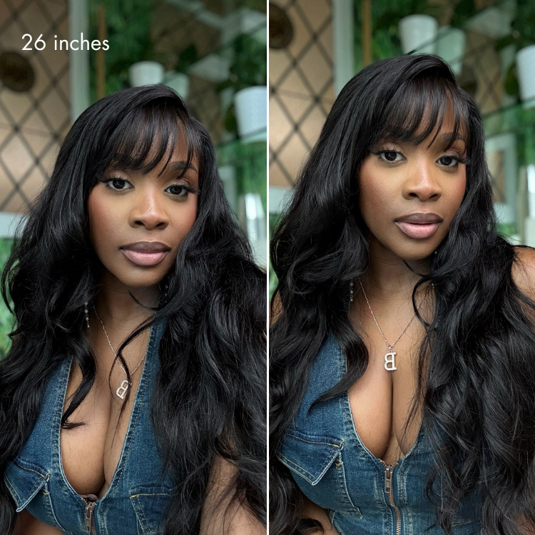 Luvme All-Day Comfort™ Wig 180% Density Loose Body Wave Glueless 7x6 Closure HD Lace Human Hair Wig with Bangs Pre-Cut Lace