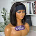 Outlet 10-14'' | Natural Black Headband Bob Wig 100% Human Hair
