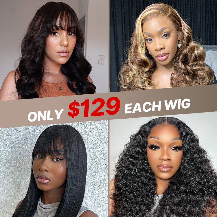 $129 Each | Final Deal 20 inches to 22 inches | Lace Wig | 4 Styles Available Only 50 Left | No Code Needed |US ONLY