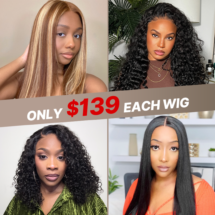 $139 Each | Final Deal 18 inches to 22 inches | Short Wig | Lace Wig | 4 Styles Available Only 50 Left | No Code Needed | US ONLY