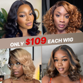 $109 Each | Final Deal 12 inches to 14 inches | Short Wig | Lace Wig | 4 Styles Available Only 50 Left | No Code Needed | US ONLY