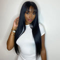 Weekly Special | Long Silky Bone Straight 4x4 Lace Closure Wig With Bangs - US Only