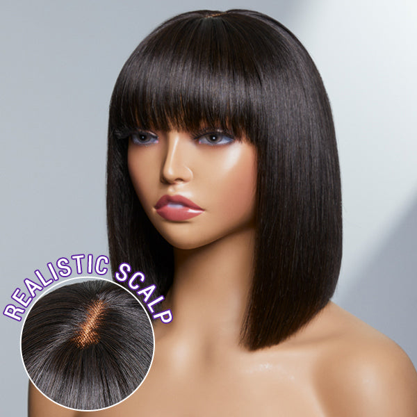 Luvme Hair Upgraded Silky Straight Glueless Minimalist Lace Bob Wig with Bangs- US Only