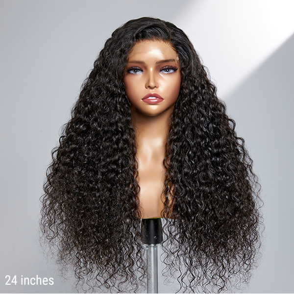 200% Density Water Wave 5x5 Closure HD Lace Glueless Long Wig 100% Human Hair  - US ONLY