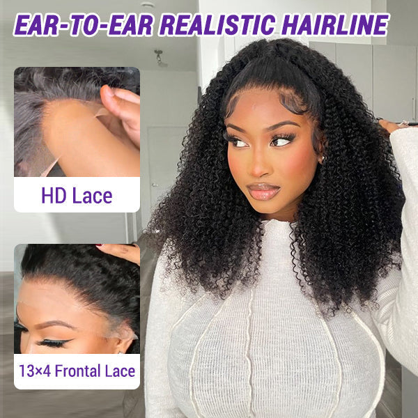 Afro Curly Glueless Free Parting 13x4 Frontal Lace Wig | Real HD Lace - US Only