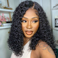 Bouncy Shaggy Curly Minimalist HD Lace Glueless Mid Part Long Wig 100% Human Hair- US Only