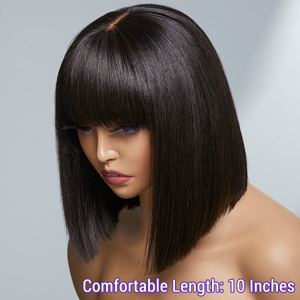 Luvme Hair Upgraded Silky Straight Glueless Minimalist Lace Bob Wig with Bangs- US Only