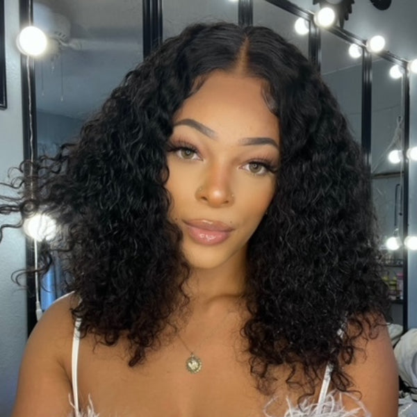 Bouncy Shaggy Curly Minimalist HD Lace Glueless Mid Part Long Wig 100% Human Hair- US Only
