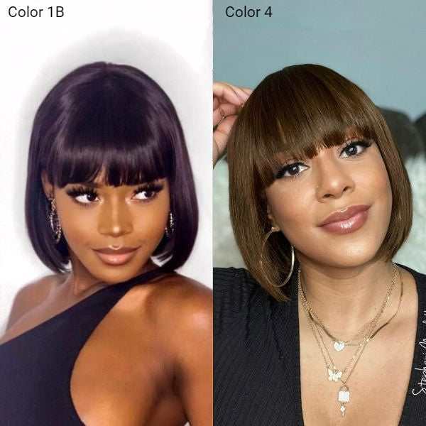Glueless Short Bob Wig With Bangs - US ONLY