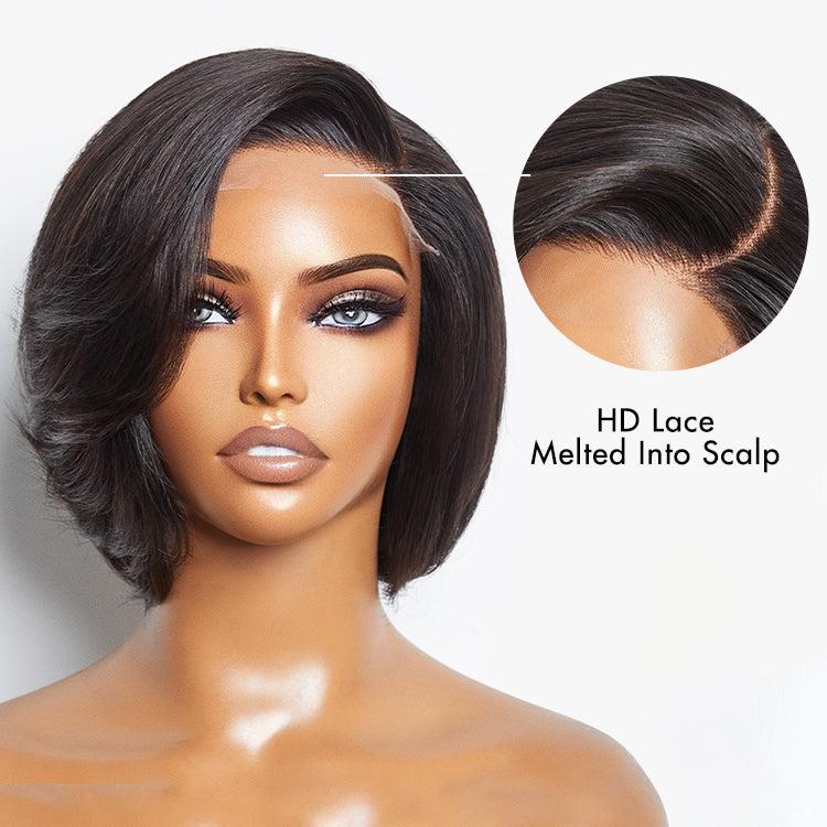 Final Restock | Mature Boss Pixie Cut with Swept Bangs Glueless Minimalist HD Lace Bob Wig - US Only