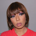 Chestnut Brown Color Bob Wig With Bangs - US Only