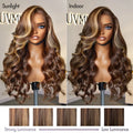 Honey Blonde Highlight / Black Loose Body Wave Glueless 13x4 Lace Front Wig