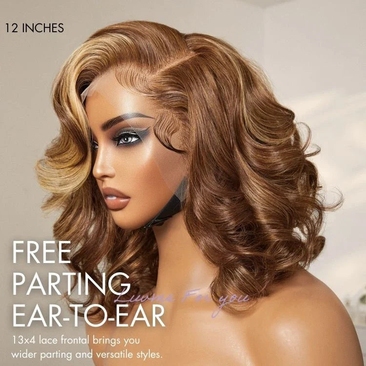 Honey Blonde Highlight / Black Loose Body Wave Glueless 13x4 Lace Front Wig