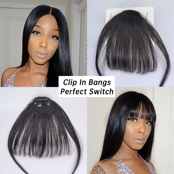 100% Real Human Hair Clip in Bangs Human Hair Extensions