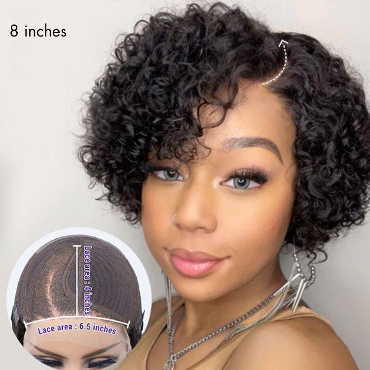 Exclusive Sale | Trendy Short Cut Curly Minimalist HD Lace Glueless Side Part Wig 100% Human Hair