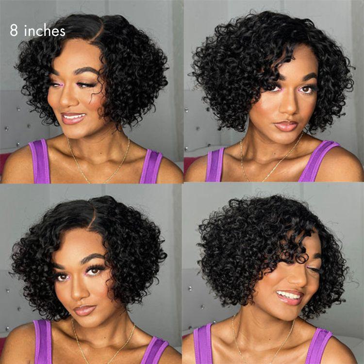 Weekly Special | Trendy Short Cut Curly Minimalist HD Lace Glueless Side Part Wig 100% Human Hair