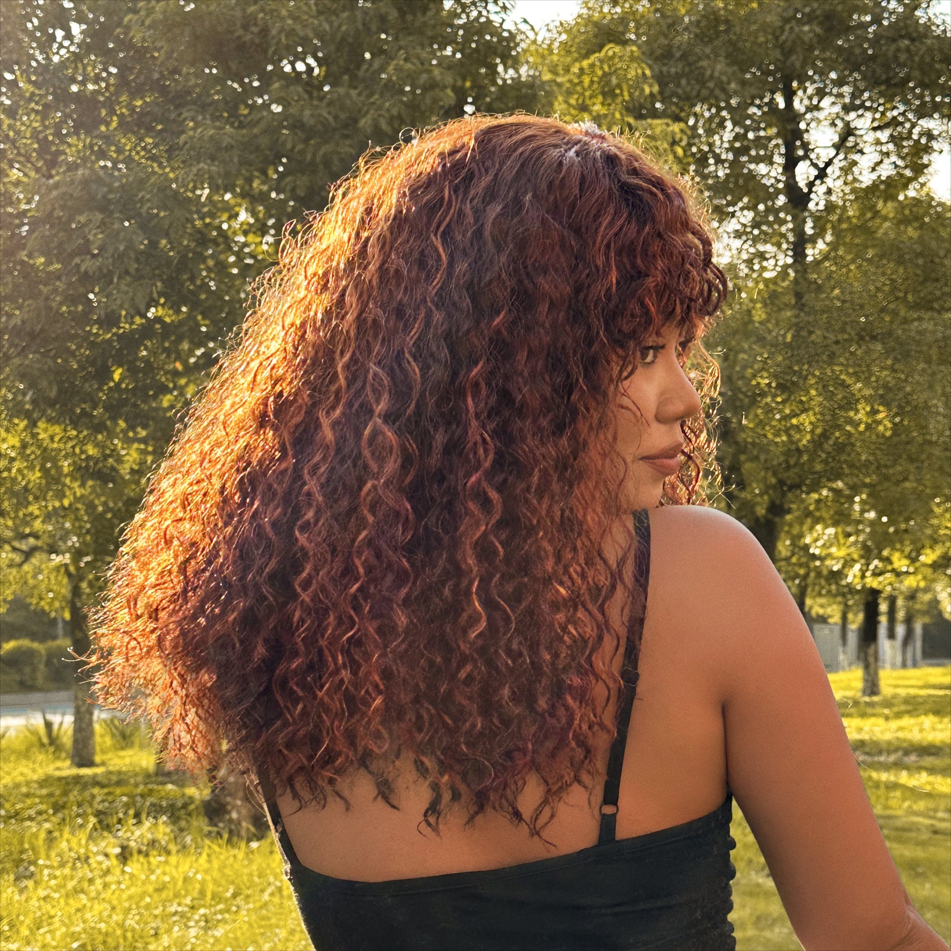 Final Restock | Highlight Brown Curly Minimalist Lace Glueless Long Wig With Bangs - US Only