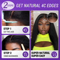 Final Stocks | 4C Edges | Natural Black  Kinky Edges Kinky Straight 5x5 Closure Glueless Long Wig - US Only