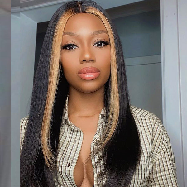 Mix Color Highlight Middle Part Lace Closure Wig - US Only