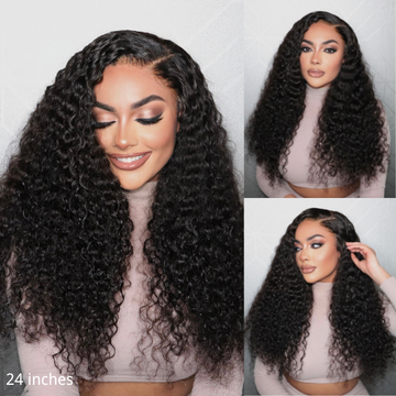 200% Density Water Wave 5x5 Closure HD Lace Glueless Long Wig 100% Human Hair  - US ONLY