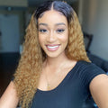 Ombre Brown Color Deep Wave Extented 4x4 Closure Lace Wig