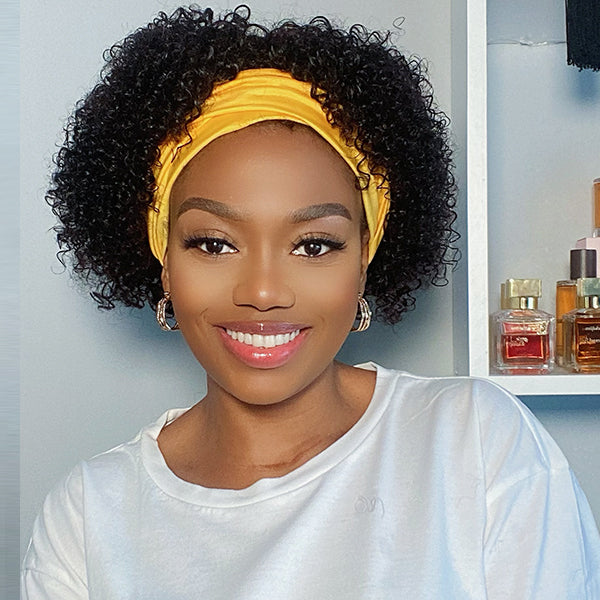 Outlet· 8' ~22''| Throw On & Go | Short Jerry Curl Headband Wig