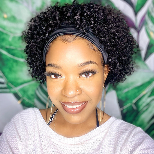 Outlet· 8' ~22''| Throw On & Go | Short Jerry Curl Headband Wig