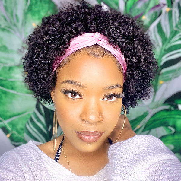 Outlet· 8' ~22''| Throw On & Go | Short Jerry Curl Headband Wig