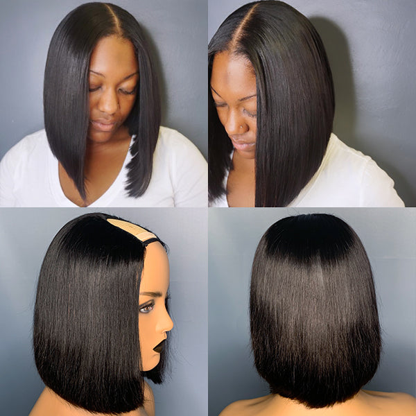 Quick & Easy Affordable U Part Bob Wig 100% Human Hair  - US Only