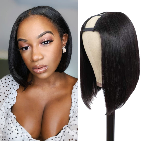 Quick & Easy Affordable U Part Bob Wig 100% Human Hair  - US Only
